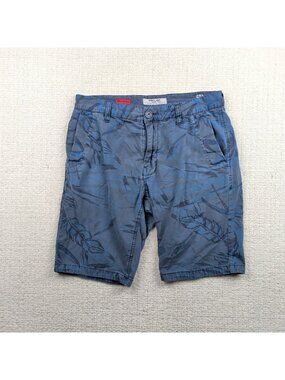 Projek Raw Flat Front Chino Cotton Shorts Tropical Floral Dark Blue Men's Sz 32